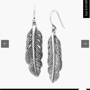 Silpada Etched Feather Drop Earrings New southwestern style sterling silver
